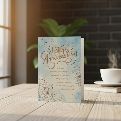 Anniversary Card for Husband or Boyfriend – Elegant A5 Greeting Card with Printed Verse – Premium UK Made Design in Saudi Arabia