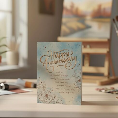 Anniversary Card for Husband or Boyfriend – Elegant A5 Greeting Card with Printed Verse – Premium UK Made Design in Saudi Arabia