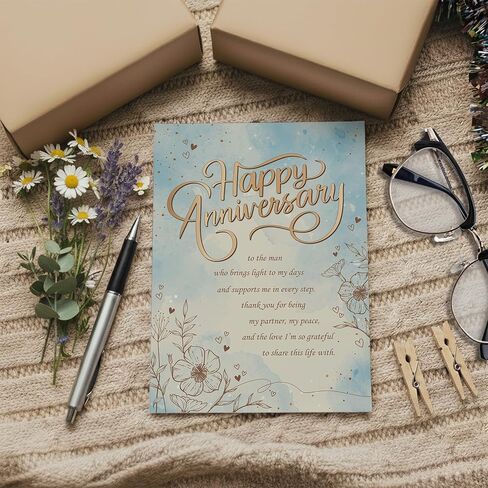 Anniversary Card for Husband or Boyfriend – Elegant A5 Greeting Card with Printed Verse – Premium UK Made Design in Saudi Arabia
