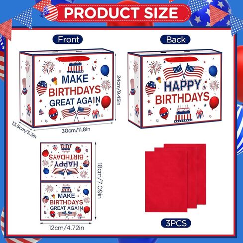 Make Birthdays Great Again Funny Gift Bag, Large Patriotic Party Favor Bag with Greeting Card, Blue and Red Republican Birthday Decorations for Dad, Grandpa, Husband, Conservative Men Gag Gift in Saudi Arabia