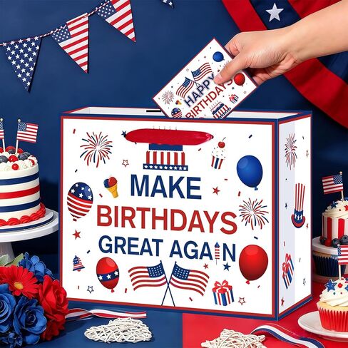 Make Birthdays Great Again Funny Gift Bag, Large Patriotic Party Favor Bag with Greeting Card, Blue and Red Republican Birthday Decorations for Dad, Grandpa, Husband, Conservative Men Gag Gift in Saudi Arabia