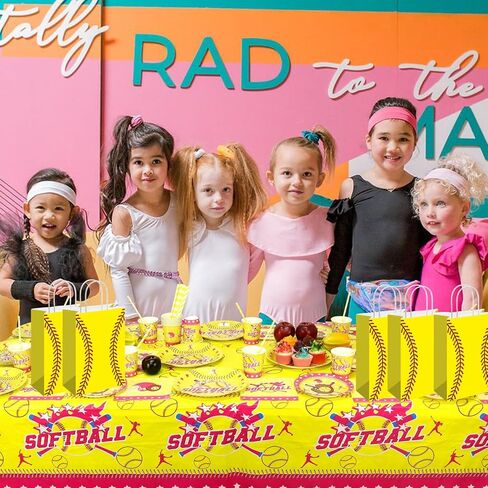 Rarapop 12 Pack Softball Gift Bags with Handle, Paper Snack Treat Goodie Bag for Softball Theme Party Favor Decorations Sports Birthday Celebration Supplies in Saudi Arabia