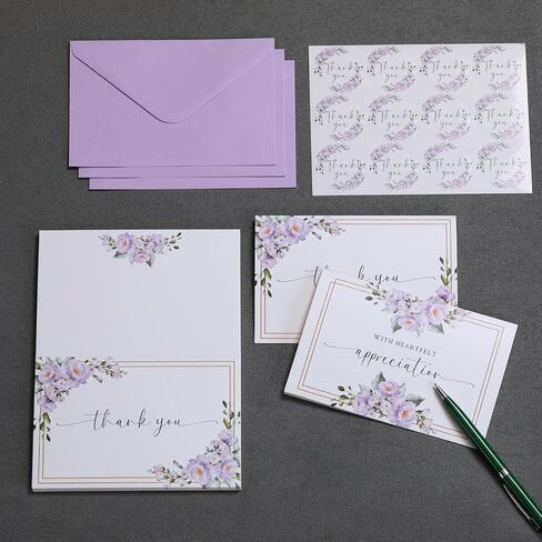 Funeral Thank You Cards with Envelopes Messages Inside and Matching Stickers, 4x6 Sympathy Thank You Cards with 2 Pre-Printed Messages for Funeral, Bereavement, or Memorial Service Appreciation - 24 Pack in Kuwait