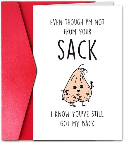 GYYsweetus Stepfather Father’s Day Card Funny, Not From Your Sack, But Still Got My Back, Humorous & Heartfelt Card for Stepdad, Adoptive Dad, or Bonus Dad in Saudi Arabia