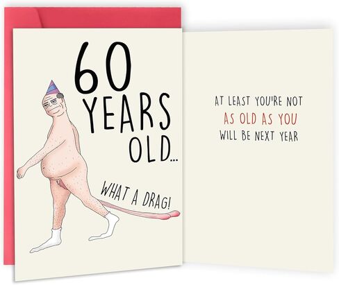 Funny 60th Birthday Cards for Men, Happy 60th Birthday Gifts for Her Him, 60 Year old Birthday Cards Gifts for Man Husband, 60th Bday Card Decorations for Dad in Saudi Arabia