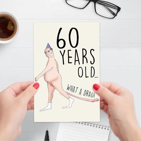 Funny 60th Birthday Cards for Men, Happy 60th Birthday Gifts for Her Him, 60 Year old Birthday Cards Gifts for Man Husband, 60th Bday Card Decorations for Dad in Saudi Arabia