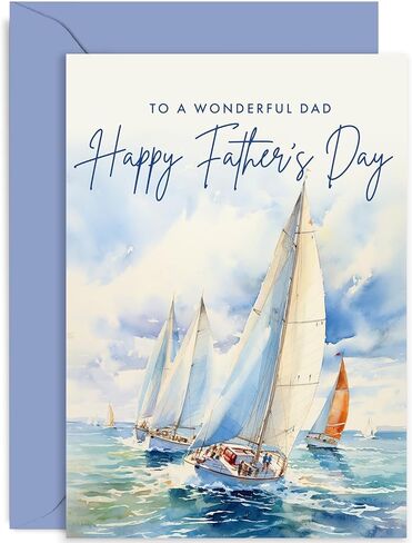 Old English Co. Traditional Father's Day Card for Dad - Sailing Boats Sea Watercolour Scene Father's Day Card for Him - Special Greeting Card from Children, Adult Son or Daughter | Blank Inside in Kuwait