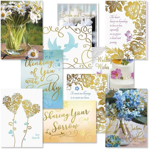Current Deluxe Foil Assorted Cards with Envelopes All Occasion - 20 Pack, Large 5" x 7" Cards with Sentiments, Variety of Get Well, Sympathy, Birthday, Anniversary & Thinking of You in Kuwait