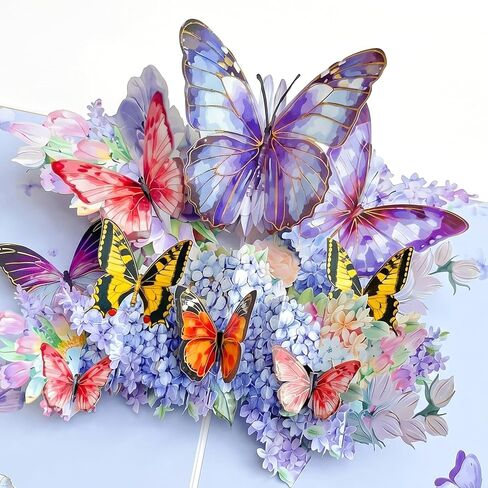 3D Pop Up Cards for Women - Handmade 3D Paper Art Card Beautiful Butterfly Greeting Card with Blank Note and Envelope Perfect for Birthday, Mother's Day, Teachers' Day, Wife, Mom, Sister, Friend Gift - Gold in Kuwait