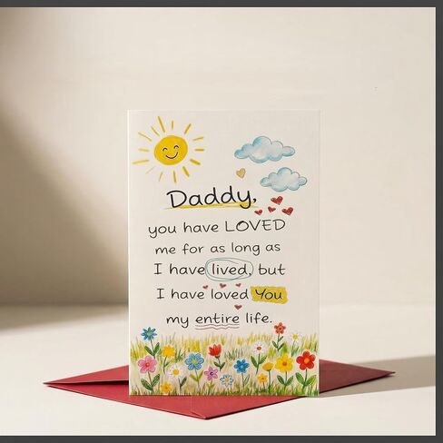 Fathers Day Card from Daughter Son Happy First Fathers Day Birthday Christmas Cards for Dad Father, New Dad Daddy 1st Father's Gifts Card 5.3"x 8" in Saudi Arabia