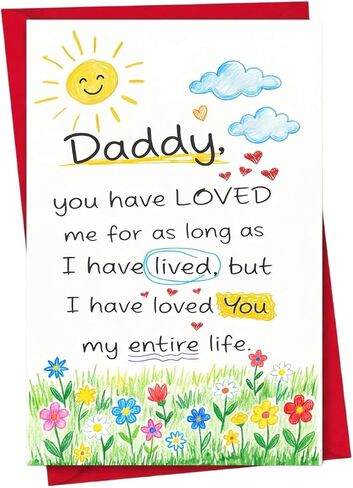 Fathers Day Card from Daughter Son Happy First Fathers Day Birthday Christmas Cards for Dad Father, New Dad Daddy 1st Father's Gifts Card 5.3"x 8" in Saudi Arabia