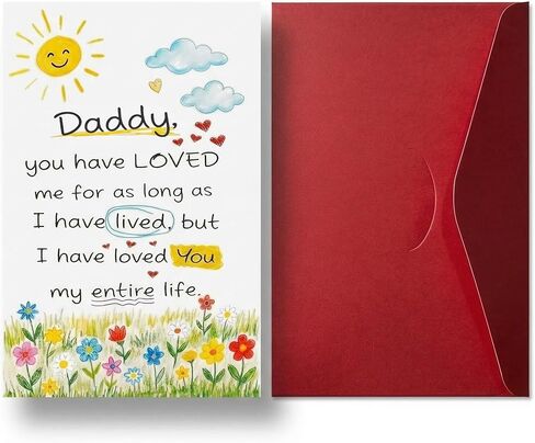 Fathers Day Card from Daughter Son Happy First Fathers Day Birthday Christmas Cards for Dad Father, New Dad Daddy 1st Father's Gifts Card 5.3"x 8" in Saudi Arabia
