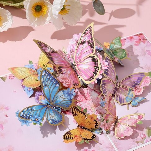 Butterfly Garden 3D Pop-Up Greeting Card–Elegant Floral Pop-Up Card for Birthday,Mother’s Day,Valentines Day,Anniversary, Yellow in Kuwait