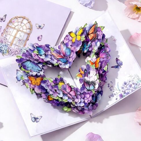 Butterfly Garden 3D Pop-Up Greeting Card–Elegant Floral Pop-Up Card for Birthday,Mother’s Day,Valentines Day,Anniversary, Yellow in Kuwait