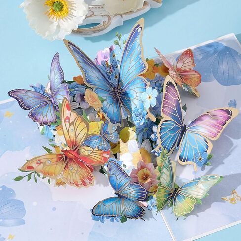Butterfly Garden 3D Pop-Up Greeting Card–Elegant Floral Pop-Up Card for Birthday,Mother’s Day,Valentines Day,Anniversary, Yellow in Kuwait