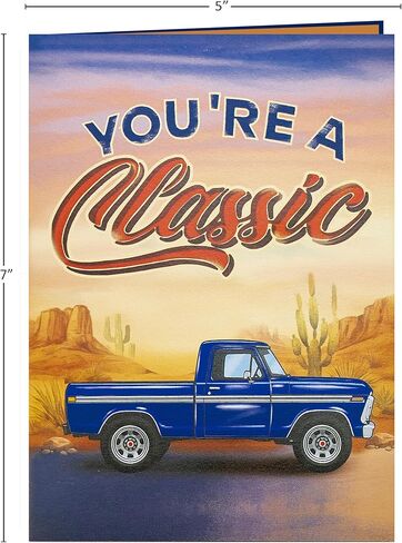 POPWOW Vintage Truck Pop Up Card, You're A Classic, 3D Greeting Cards, Gift For Birthday, Fathers Day, Retirement, Dad, Grandfather, Husband, Boyfriend, 5x7 - Includes Envelope And Message Note in Kuwait