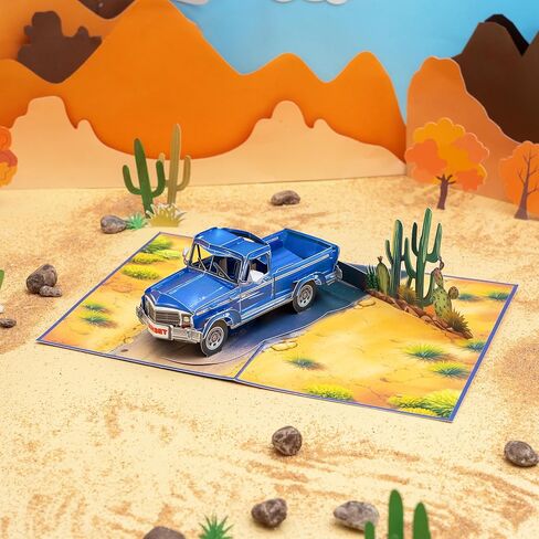POPWOW Vintage Truck Pop Up Card, You're A Classic, 3D Greeting Cards, Gift For Birthday, Fathers Day, Retirement, Dad, Grandfather, Husband, Boyfriend, 5x7 - Includes Envelope And Message Note in Kuwait