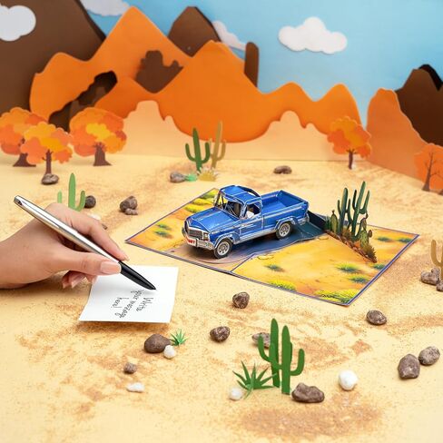 POPWOW Vintage Truck Pop Up Card, You're A Classic, 3D Greeting Cards, Gift For Birthday, Fathers Day, Retirement, Dad, Grandfather, Husband, Boyfriend, 5x7 - Includes Envelope And Message Note in Kuwait