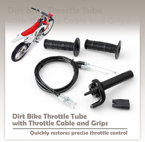 Dirt Bike Throttle Tube with Throttle Cable Grips Compatible with Honda CRF250R CRF250X CRF450X 2004-2014 CRF450R 2002-2014 Off-Road Motorcycle Handle Pull Cords Assembly, Black in Kuwait