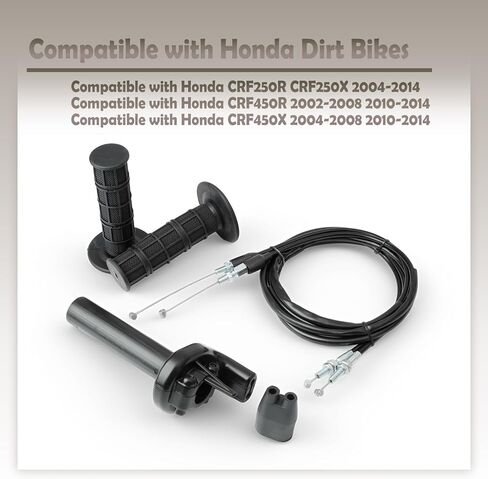 Dirt Bike Throttle Tube with Throttle Cable Grips Compatible with Honda CRF250R CRF250X CRF450X 2004-2014 CRF450R 2002-2014 Off-Road Motorcycle Handle Pull Cords Assembly, Black in Kuwait