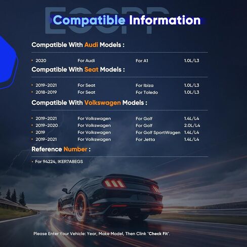 ECCPP Spark Plug Platinum Iridium مناسب لعام 2020 لـ Audi لـ A1 L3 1.0L، 2019-2021 لمقعد Ibiza L3 1.0L بديل لـ 94224، IKER7A8EGS (4 شمعات شرارة) in Kuwait
