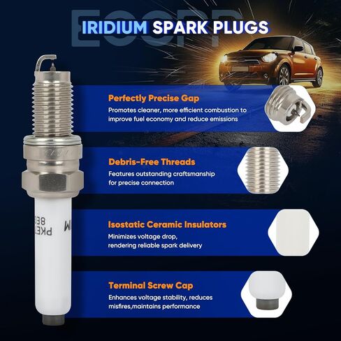 ECCPP Spark Plug Platinum Iridium مناسب لعام 2020 لـ Audi لـ A1 L3 1.0L، 2019-2021 لمقعد Ibiza L3 1.0L بديل لـ 94224، IKER7A8EGS (4 شمعات شرارة) in Kuwait
