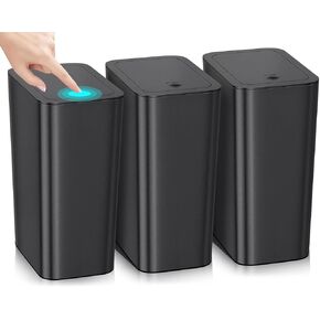 3 Pack 4 Gallon Bathroom Small Trash Can with Lid, 15L Slim Garbage Bin Wastebasket with Pop-Up Lid for Bedroom, Office, Kitchen, Dorm, Fits Under Desk in Saudi Arabia