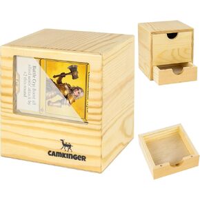 Wooden MTG Commander Deck Box - 100 Double-Sleeved Card Storage with Dice Tray, Portable Magic The Gathering Deck Box with Commander Display Window, TCG Card Holder for Gamers in Saudi Arabia