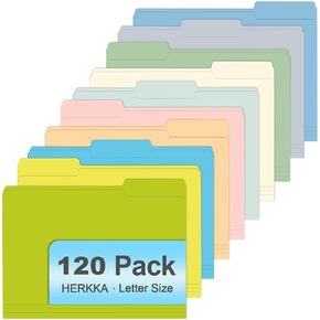 File Folder, HERKKA 120 Pack 1/3 Cut Tab File Folders, Letter Size, Assorted 6 Colors, Colored File Folders Great for Organizing and Filing in Saudi Arabia