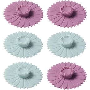 6 Pcs Sunflower Silicone Cup Covers, Universal Mug Lids for 10-12 oz Cups, Reusable Leak-Proof Drink Covers, Microwave & Dishwasher Safe, Multicolor Lid Set for Coffee, Tea, Smoothie in Saudi Arabia