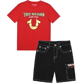 True Religion Boys Short Sets for Kids | Boys Jean Shorts and Tee Shirt Clothing Set in Kuwait
