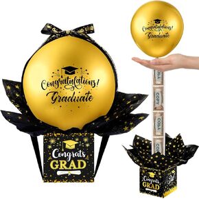 Graduation Pull Money Balloon Box Surprise Kit for Cash Graduation Party Balloon Set Class of 2025 Graduates Gifts for College High School Grad Party Decorations Supplies(Blue) in Kuwait