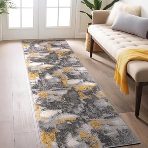 Rugshop Brighton Modern Abstract Stain Resistant Soft Area Rug 3'3" x 5' Yellow in Saudi Arabia