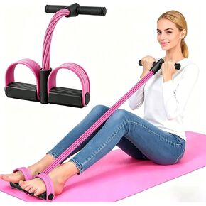 New Pedal Resistance Band with Handle, Natural Rubber Foot Resistance Bands with Handles, 6-Tube Manual Resistance Training Pedal Resistance Foot Pedal for Abdomen, Waist, Hands, Legs（Pink） in Saudi Arabia