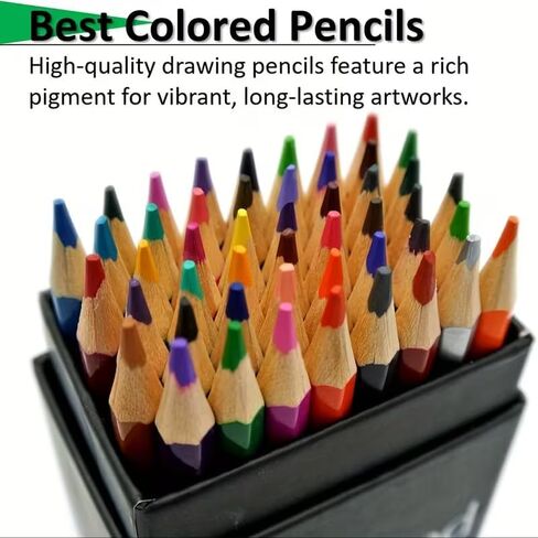 48 Professional Colored Pencils Set - Oil Based Art Drawing w/Case, Vibrant Blendable for Artists and Students Supplies for Painting, in Kuwait