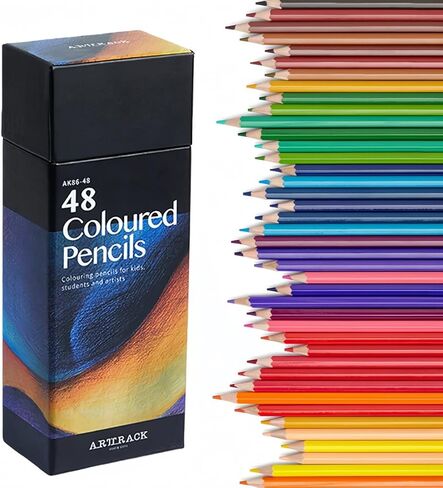 48 Professional Colored Pencils Set - Oil Based Art Drawing w/Case, Vibrant Blendable for Artists and Students Supplies for Painting, in Kuwait