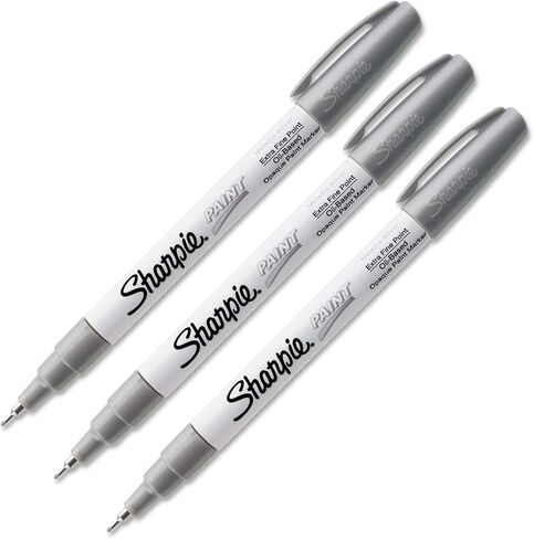 Sharpie Oil-Based Paint Marker, Extra Fine Point, Silver Ink, Pack of 3 in Kuwait