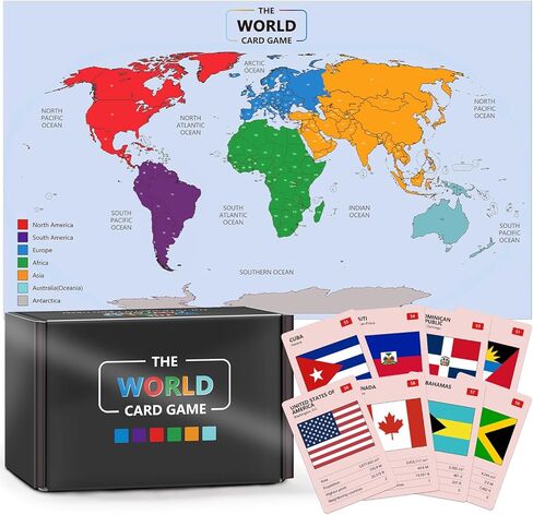 The World Card Game - World Flags Flashcards - Geography Board Game with World Map Educational Games for Adults Party Game Night, Birthday Learning Gift for 2-5 Players in Saudi Arabia