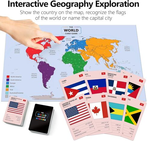The World Card Game - World Flags Flashcards - Geography Board Game with World Map Educational Games for Adults Party Game Night, Birthday Learning Gift for 2-5 Players in Saudi Arabia