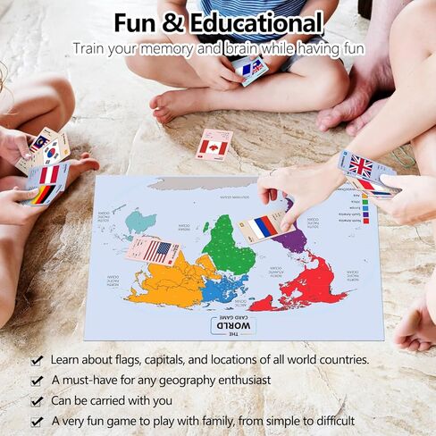 The World Card Game - World Flags Flashcards - Geography Board Game with World Map Educational Games for Adults Party Game Night, Birthday Learning Gift for 2-5 Players in Saudi Arabia