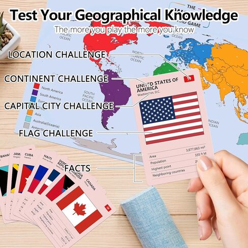 The World Card Game - World Flags Flashcards - Geography Board Game with World Map Educational Games for Adults Party Game Night, Birthday Learning Gift for 2-5 Players in Saudi Arabia