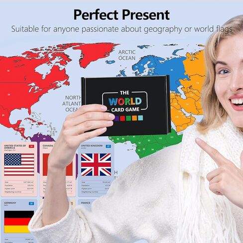 The World Card Game - World Flags Flashcards - Geography Board Game with World Map Educational Games for Adults Party Game Night, Birthday Learning Gift for 2-5 Players in Saudi Arabia