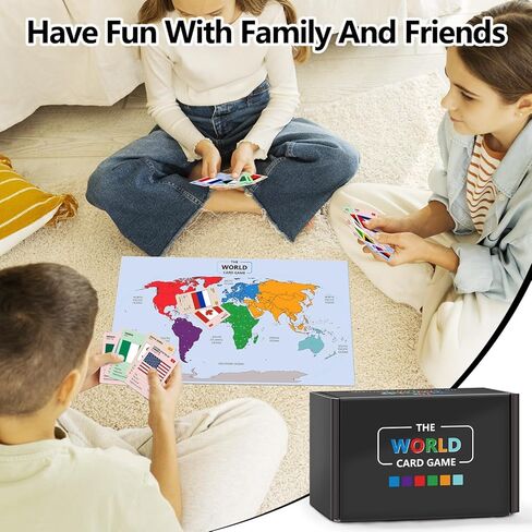 The World Card Game - World Flags Flashcards - Geography Board Game with World Map Educational Games for Adults Party Game Night, Birthday Learning Gift for 2-5 Players in Saudi Arabia