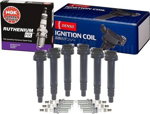 Denso 6 COP Direct Ignition Coils & NGK 6 Ruthenium HX Spark Plugs Kit For Lexus Toyota V6 1GRFE 2GRFE 2GRFXE 2GRFSE 4GRFSE in Saudi Arabia