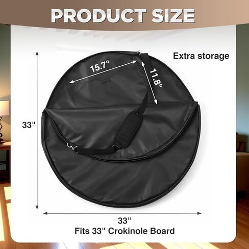 حقيبة حمل لوحة Sanwuta Crokinole مقاس 33 بوصة عالمية مع جيب بخطاف وحلقة وحزام قابل للتعديل يناسب حقيبة ألعاب الطاولة المثمنة in Kuwait