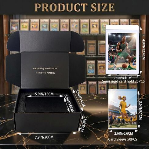 Card Grading Submission Kit, Submission Mailing Kit for PSA, CGC, SGC Trading Cards - Includes 50 Card Sleeves, 25 Semi-Rigid Holders & Secure Mailing Accessories (1SET-Universal) in Saudi Arabia