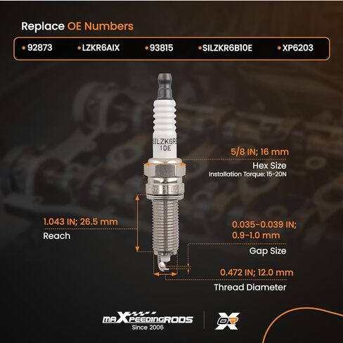 maXpeedingrods 93815 Iridium Spark Plugs 4 pack for Hyundai Kia L4 Engine, 2012-2019 Soul Accent Rio 1.6L, 2012-2017 Veloster 1.6, 2011 Elantra 1.8L Replace 92873 LZKR6AIX in Kuwait