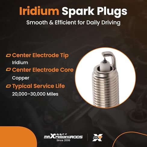 maXpeedingrods 93815 Iridium Spark Plugs 4 pack for Hyundai Kia L4 Engine, 2012-2019 Soul Accent Rio 1.6L, 2012-2017 Veloster 1.6, 2011 Elantra 1.8L Replace 92873 LZKR6AIX in Kuwait