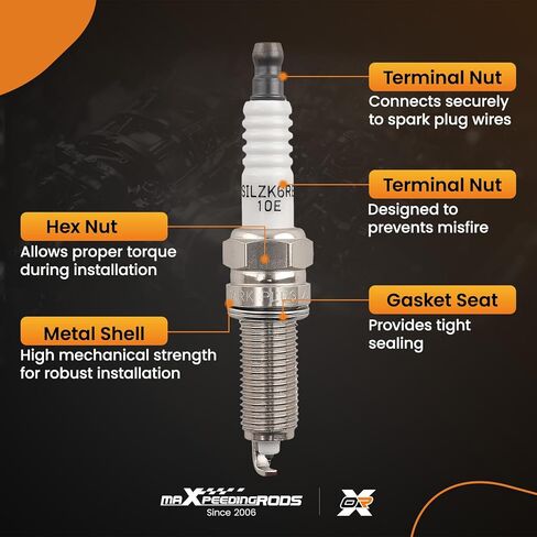 maXpeedingrods 93815 Iridium Spark Plugs 4 pack for Hyundai Kia L4 Engine, 2012-2019 Soul Accent Rio 1.6L, 2012-2017 Veloster 1.6, 2011 Elantra 1.8L Replace 92873 LZKR6AIX in Kuwait