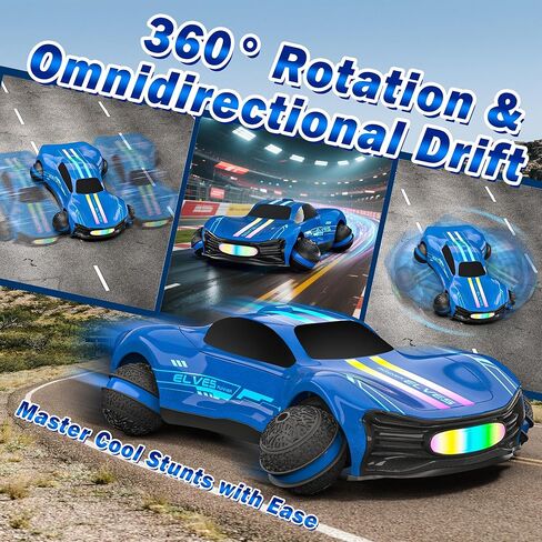 Remote Control Car for Kids, RC Stunt Car with Drift Wheels, 360° Spins & Flips, 2.4GHz Rechargeable Toy Car with LED Lights, Indoor Outdoor Gift for Boys Girls Ages 6-12 in Saudi Arabia